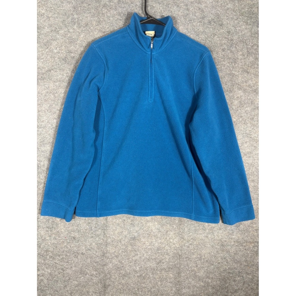 LL Bean Womens Blue Polartech Fleece 1/4 Zip Pullover Sweatshirt XL REG